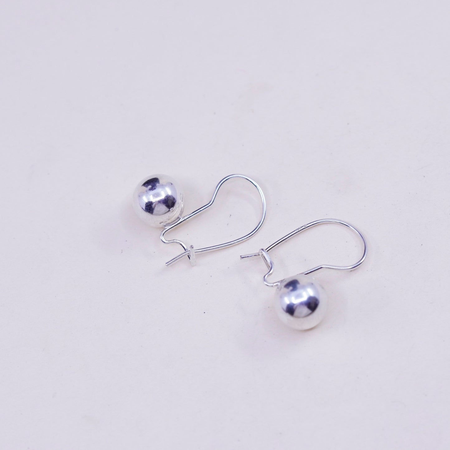 Vintage sterling silver handmade earrings, matte 925 beads