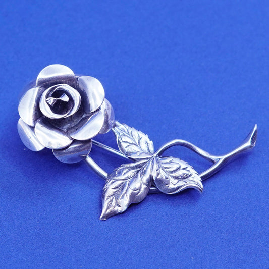 Vintage beau sterling silver handmade brooch, 925 flower pin