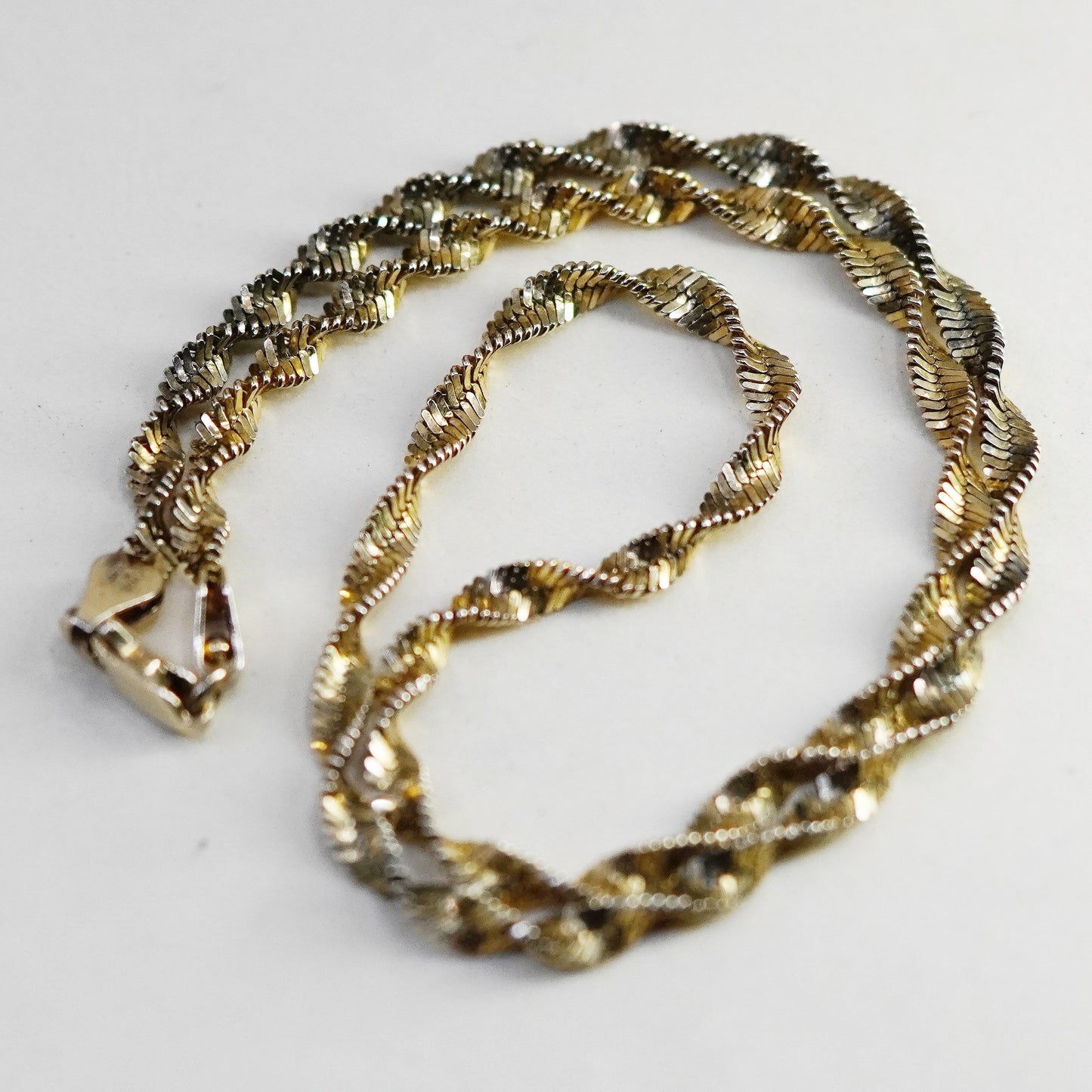 16”, vermeil gold filled Sterling silver necklace 925 twisted herringbone chain