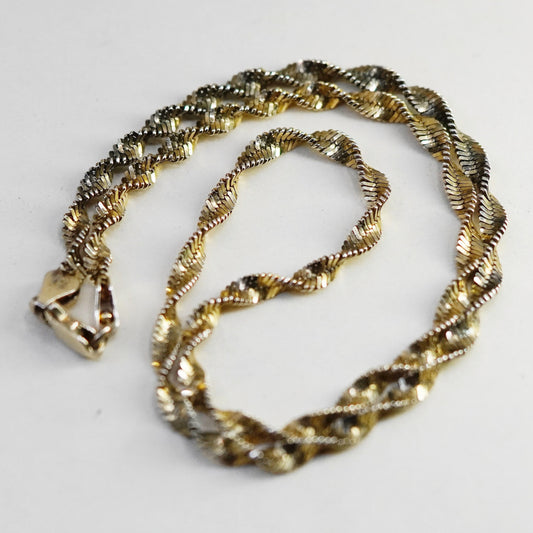 16”, vermeil gold filled Sterling silver necklace 925 twisted herringbone chain