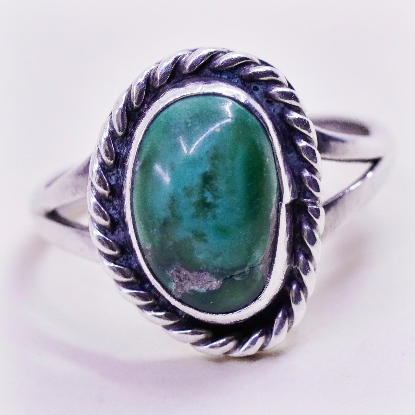 Size 6.25, Native American sterling silver ring, handmade 925 ring w/ turquoise