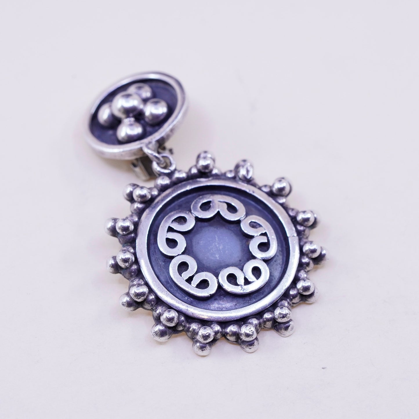 vtg 1994 taxco Brenda Schoenfeld jewelry, sterling 925 silver clip on earrings