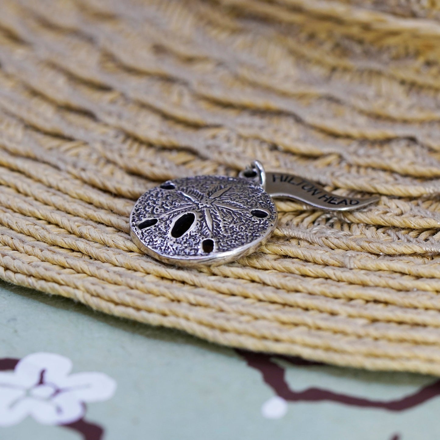 Native American Wheeler jewelry Sterling Silver Pendant, 925 sand dollar charm