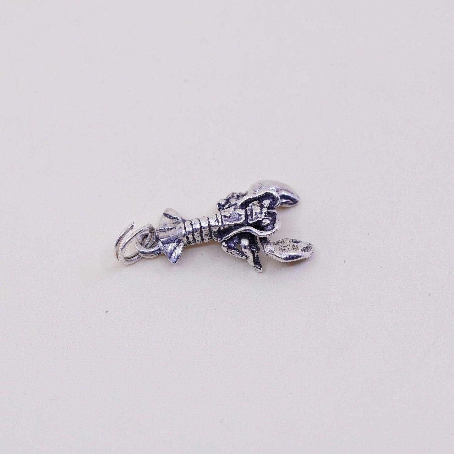 Vintage Sterling 925 silver handmade lobster charm pendant with movable claws