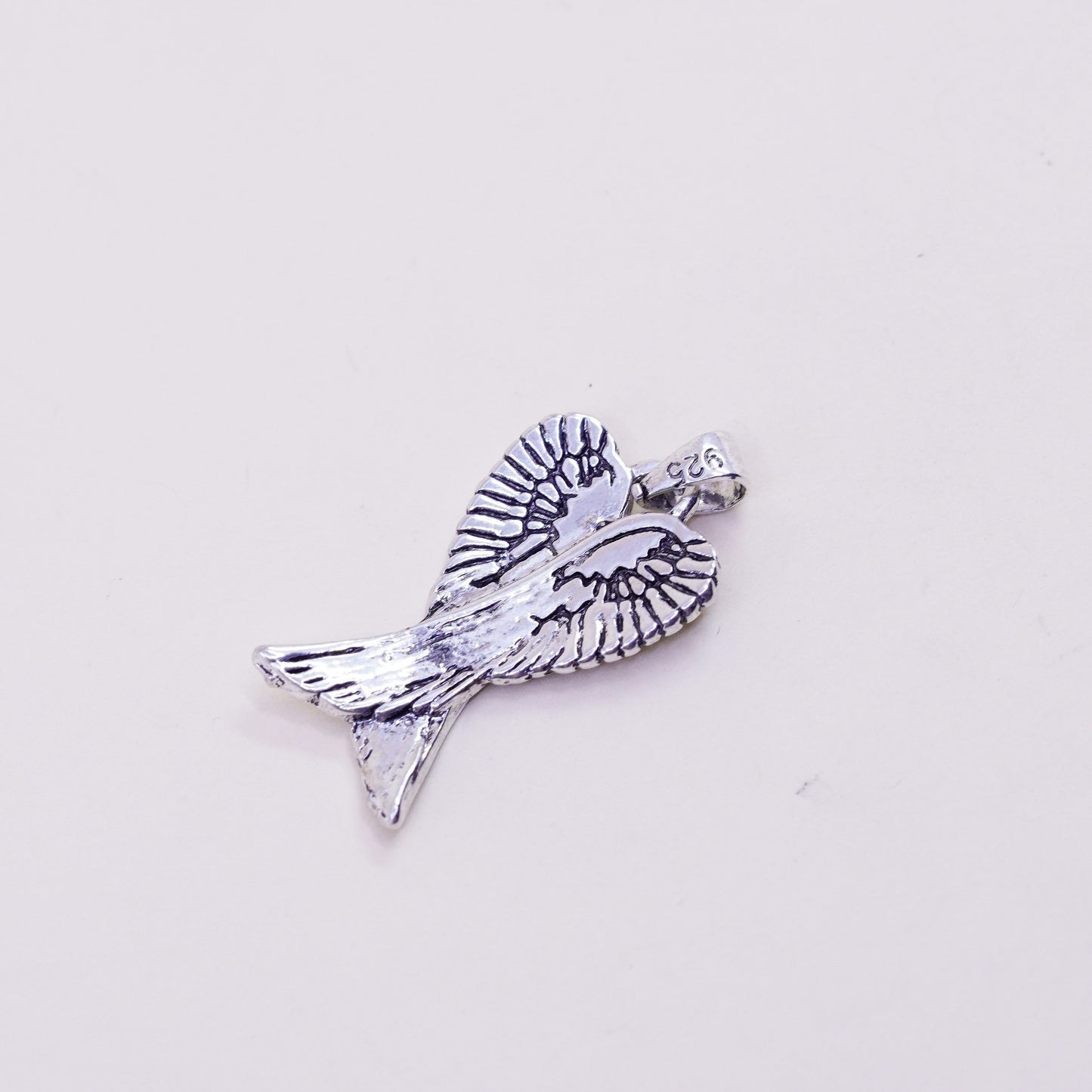 Vintage Sterling silver handmade pendant, 925 wings