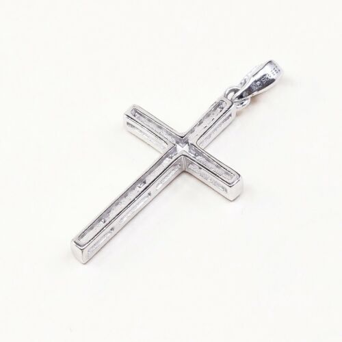 Vintage Sterling Silver Handmade Pendant, 925 silver cross w/ Cz