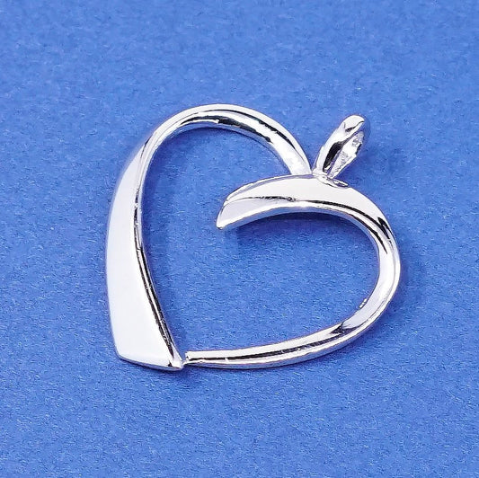 vtg sterling silver handmade pendant, 925 heart charm, stamped sterling