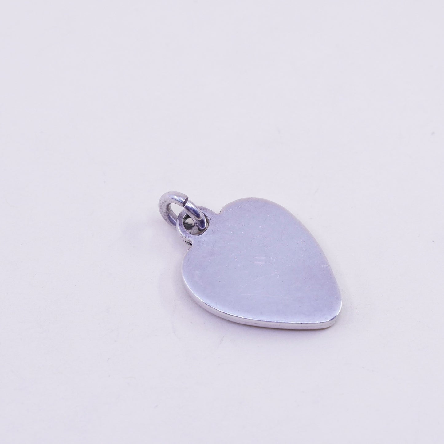 Vintage Sterling silver handmade pendant, 925 heart charm with beads