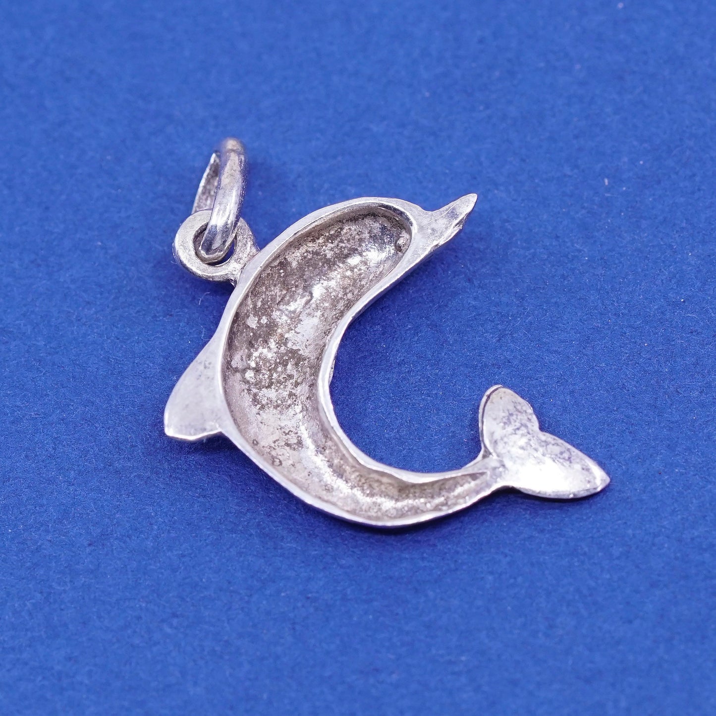 Vintage Sterling silver handmade Dolphin pendant, 925 charm