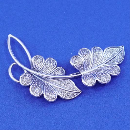 Vintage beau sterling silver handmade brooch, 925 maple leaf pin