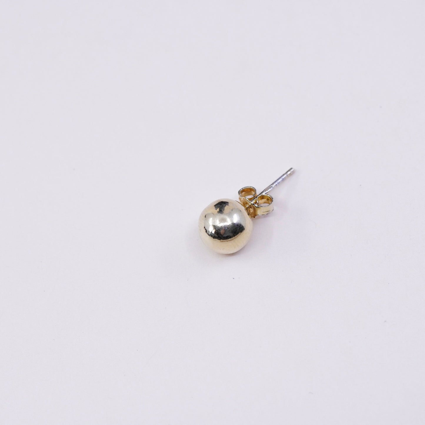 6mm, Vintage vermeil gold over sterling silver sphere studs, handmade 925 earrings, stamped 925
