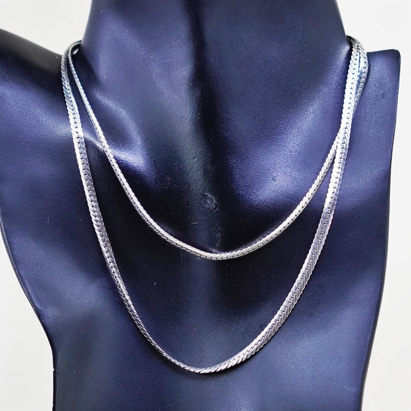 30” 5mm, Vintage Italy sterling silver necklace, bold 925 herringbone chain