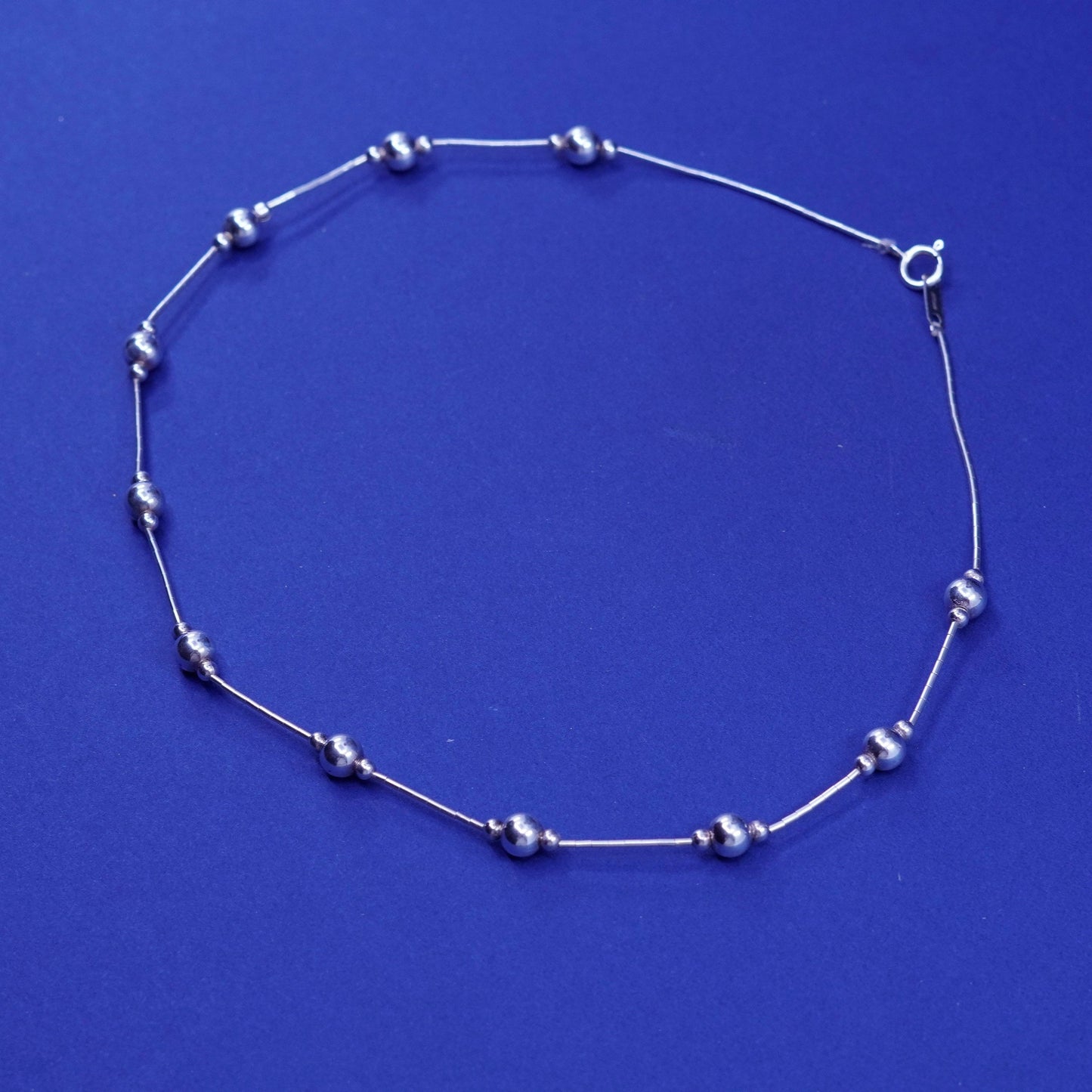 16”, Native American Sterling 925 liquid silver chain necklace with 6mm beads