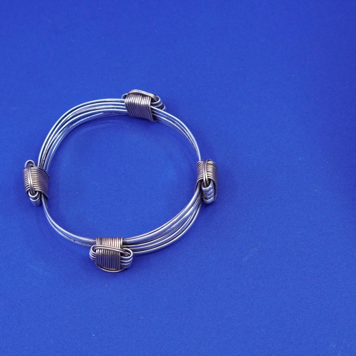 USA AENB two tone Sterling silver handmade bracelet, 925 bangle w/ brass