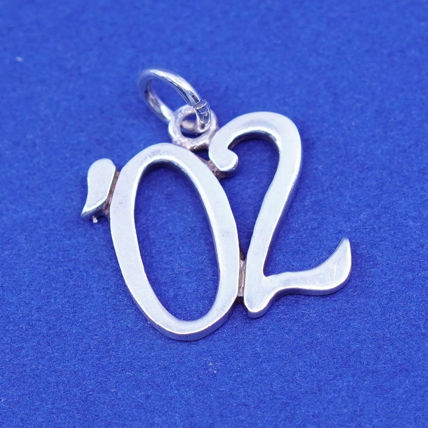 Vintage Sterling silver handmade “02” pendant, 925 number charm