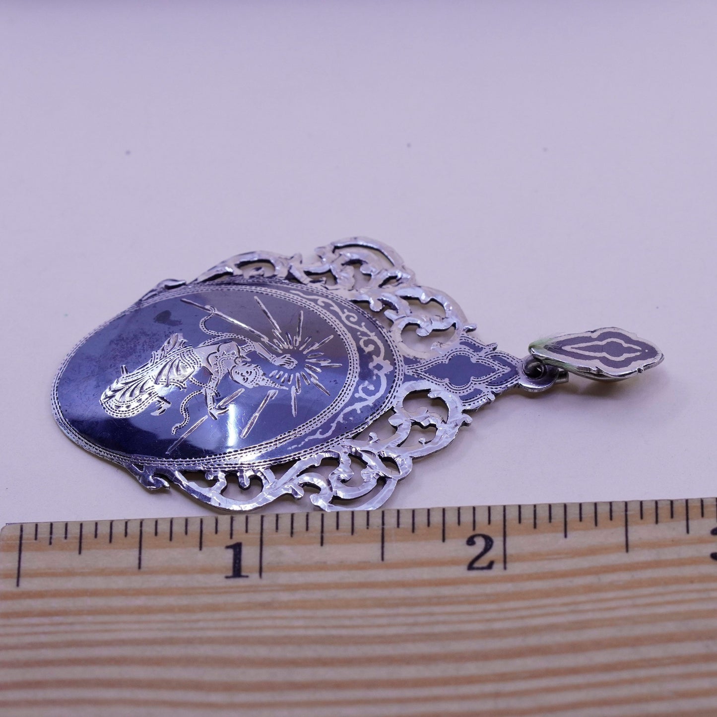 Vintage Siam sterling silver handmade pendant, Indian 925 goodness pendant