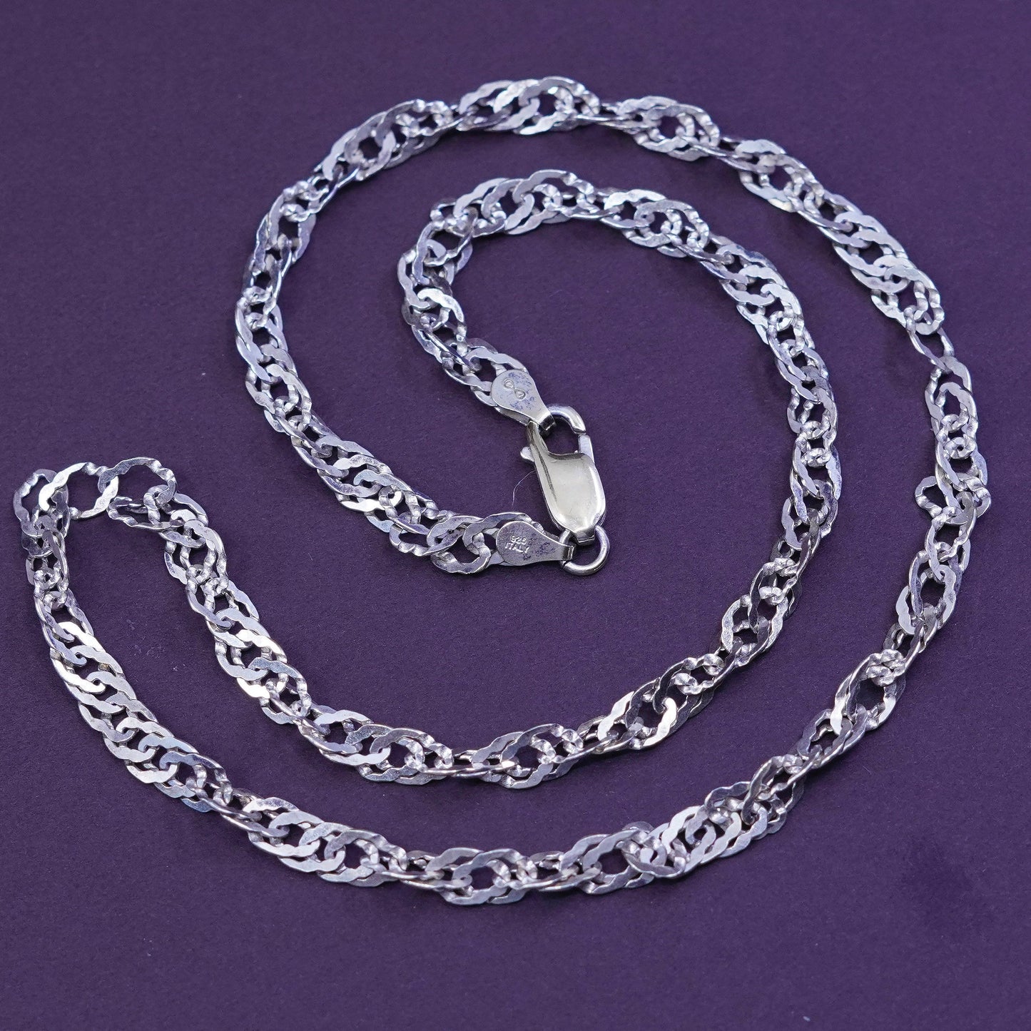 18”, 5mm, vintage Sterling silver necklace, 925 twisted oval link chain