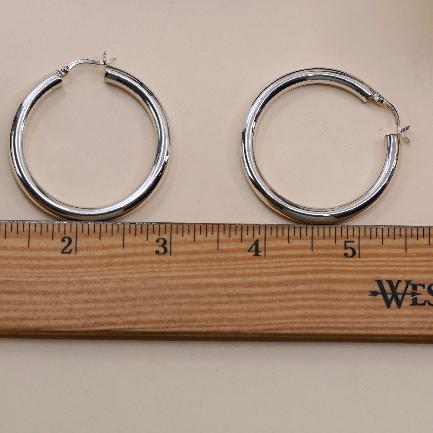 1.75”, Vintage sterling silver loop earrings, bold minimalist primitive hoops