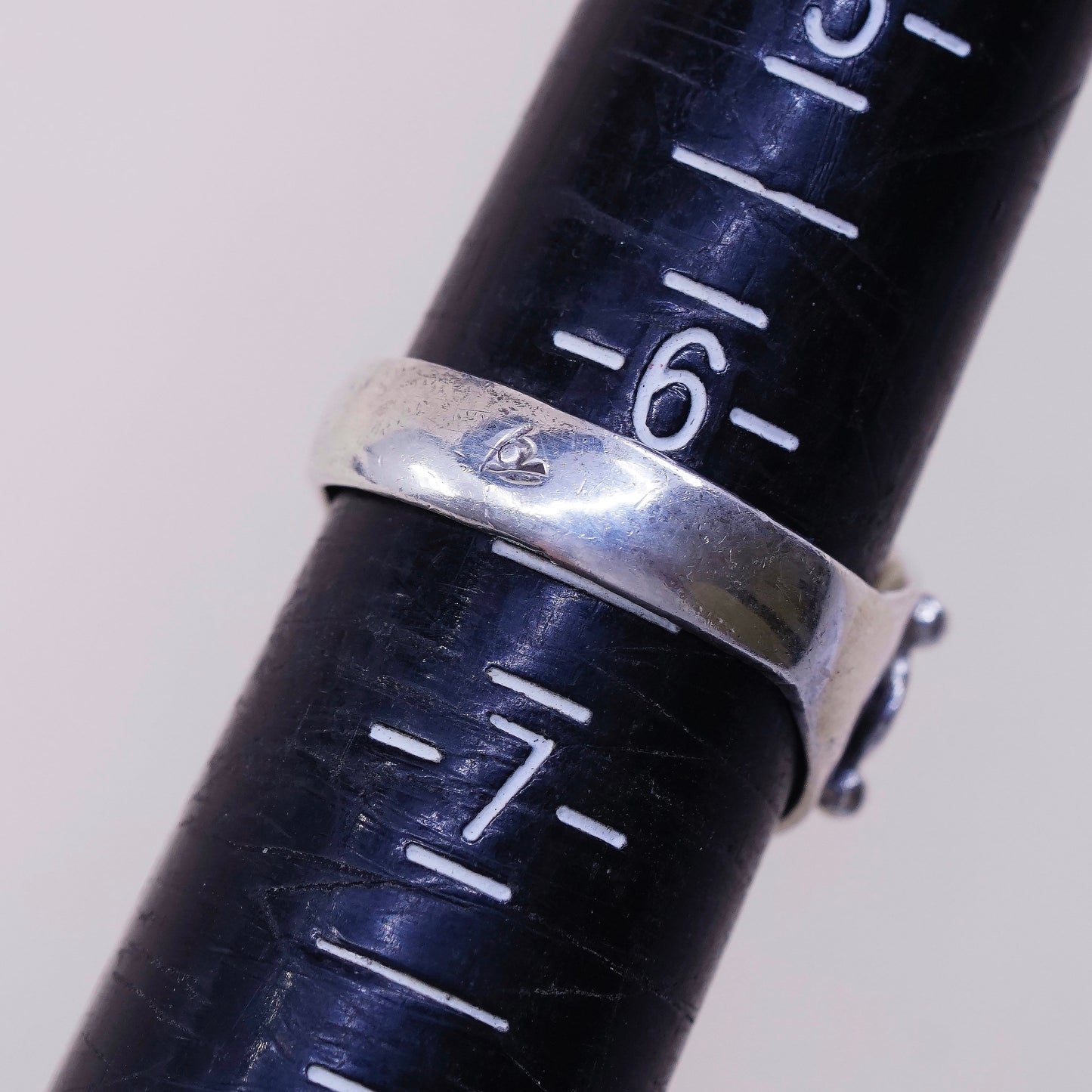 sz 6.25 vtg sterling silver handmade ring, Mexico 925 w/ carnelian n vine
