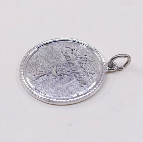 Vtg Sterling Silver Handmade Pendant, 925 Tag Charm “first Communion”