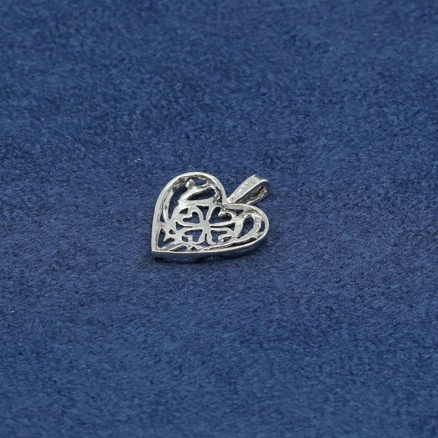 VTG Sterling silver handmade pendant, 925 filigree heart, stamped 925