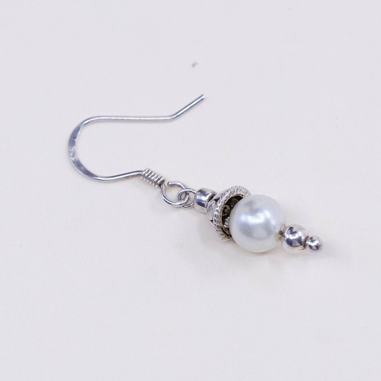 Vintage Sterling silver handmade earrings, 925 hooks with pearl drops