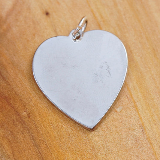 Vintage Sterling silver handmade pendant, 925 heart charm