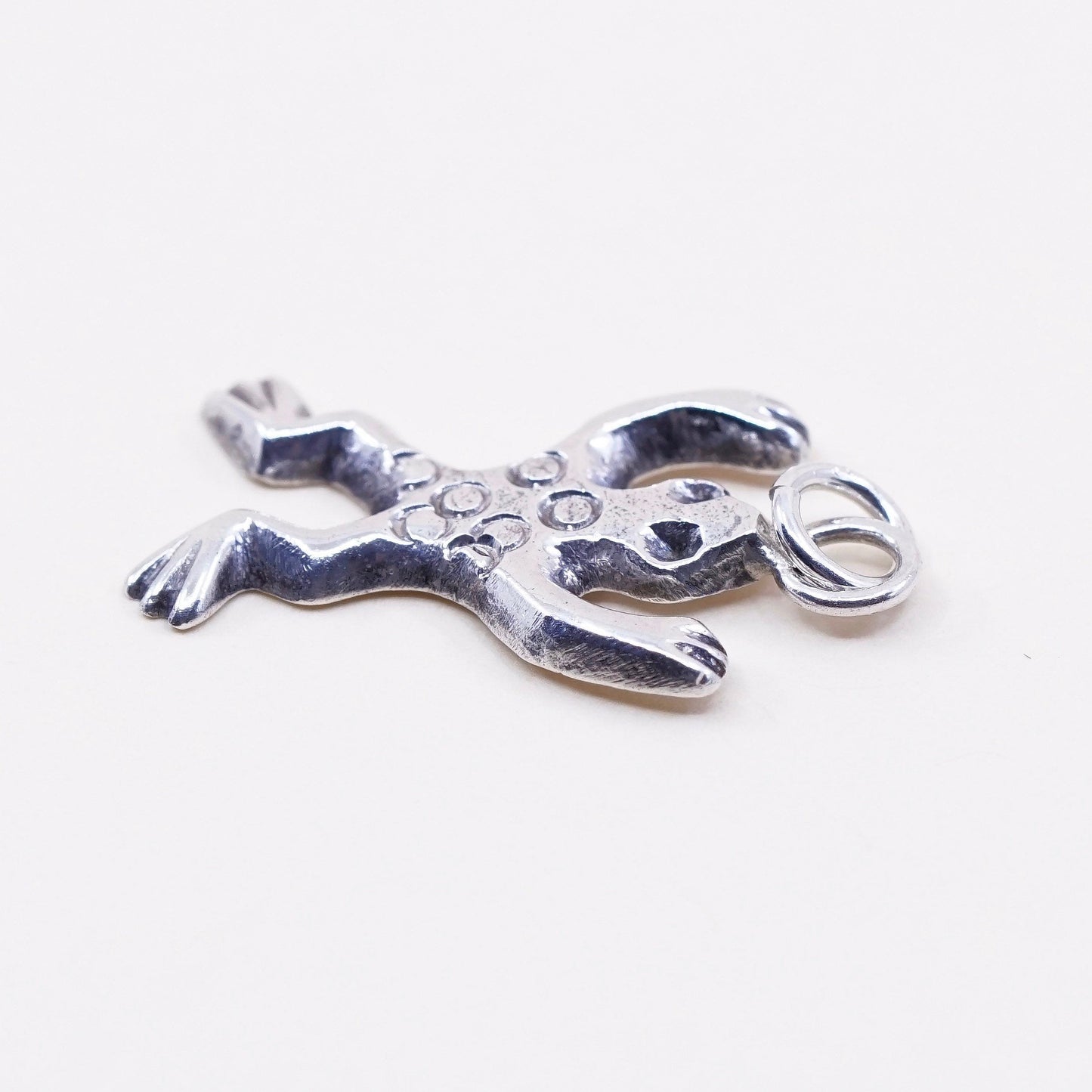 Handmade vintage Sterling silver pendant, 925 frog shaped charm