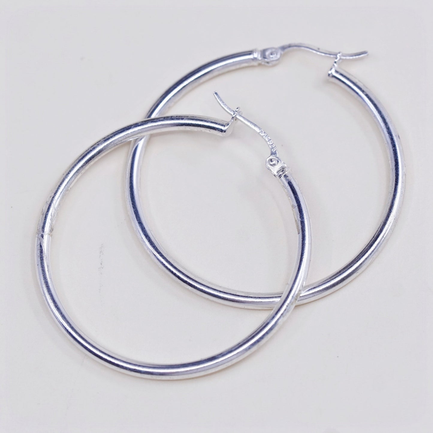 1.25", vtg sterling silver loop earrings, fashion minimalist primitive hoops