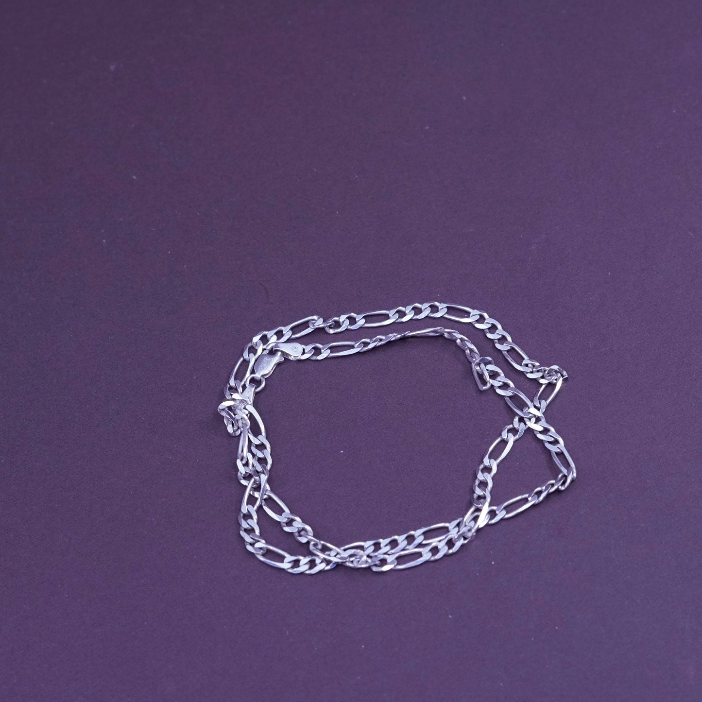 18”, 4mm, vintage Sterling silver figaro chain, Italy 925 necklace