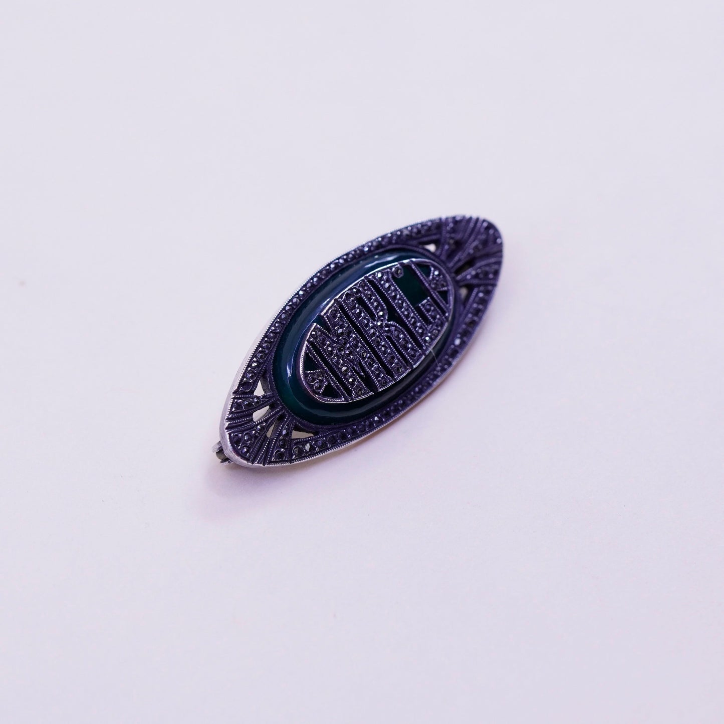Vintage sterling silver handmade brooch pin with monogram “MRC”