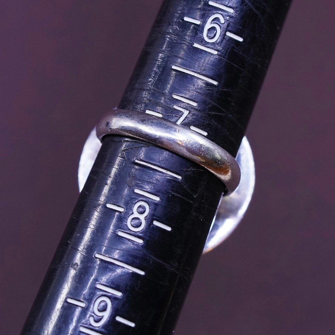 sz 7, vtg Sterling silver handmade ring, 925 diamond textured band