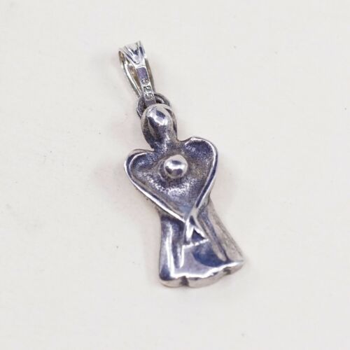 Vintage modern sterling 925 silver family Pendant, one parent W/ One Baby