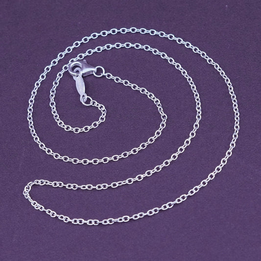 18”, 1mm, vintage OM Sterling silver necklace, 925 circle chain
