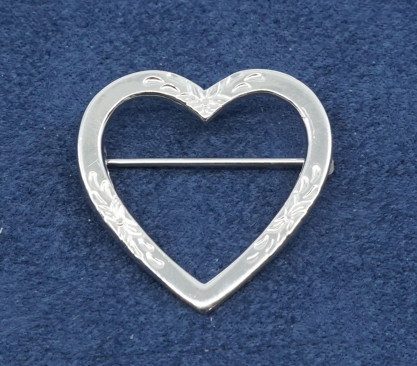 vtg sterling silver handmade brooch, 925 modernist heart pin