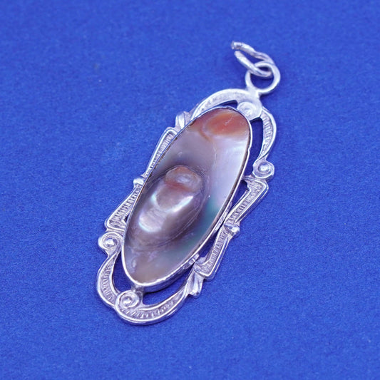 Vintage Sterling 925 silver handmade pendant with blaster Pearl