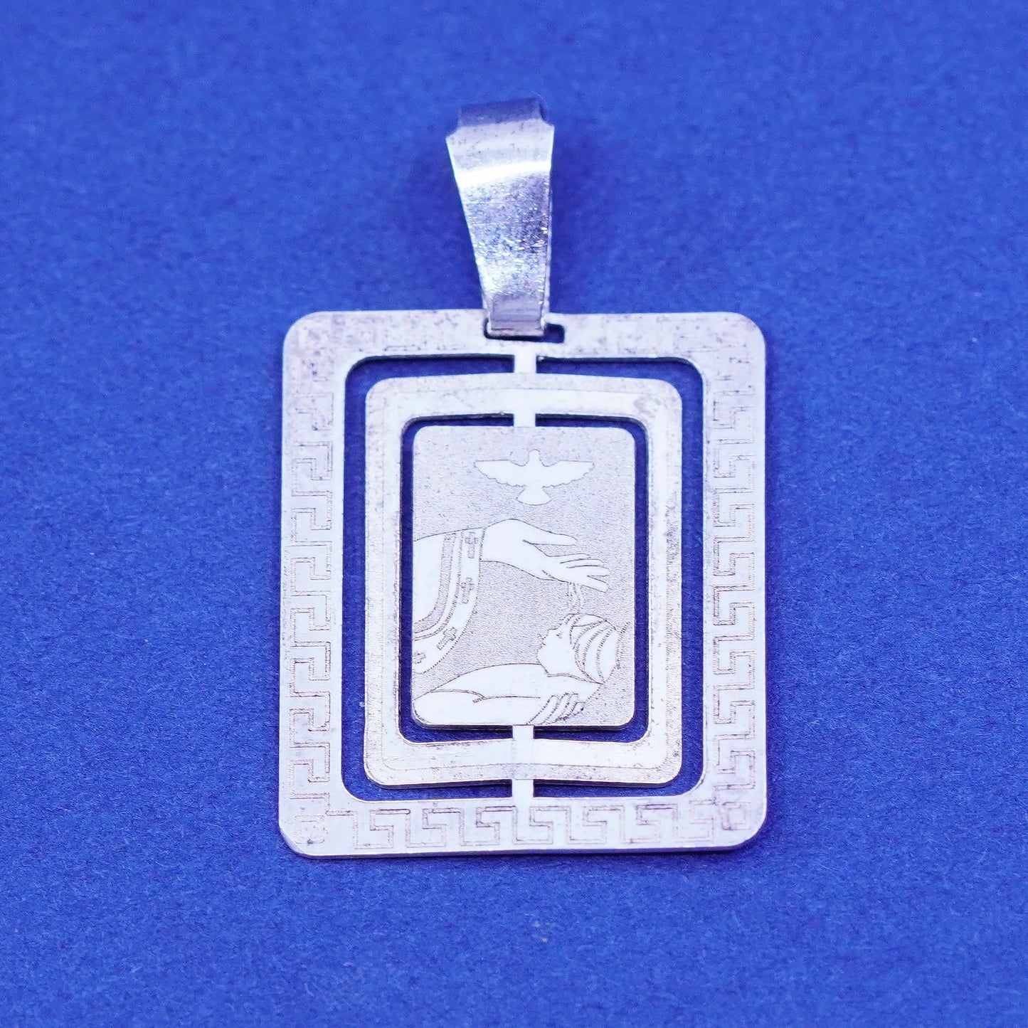 Vintage Sterling silver handmade pendant, 925 blessing baby