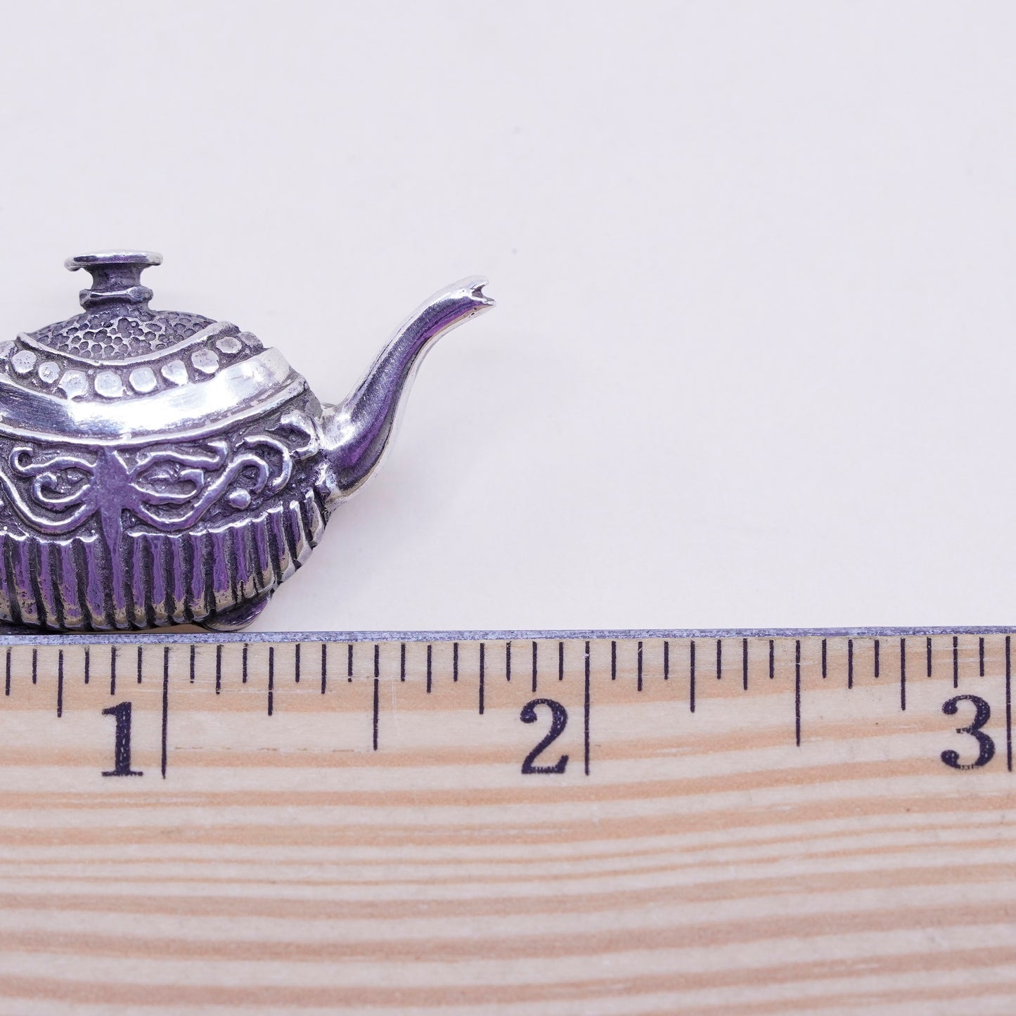 Vintage sterling silver handmade brooch, 925 teapot pot