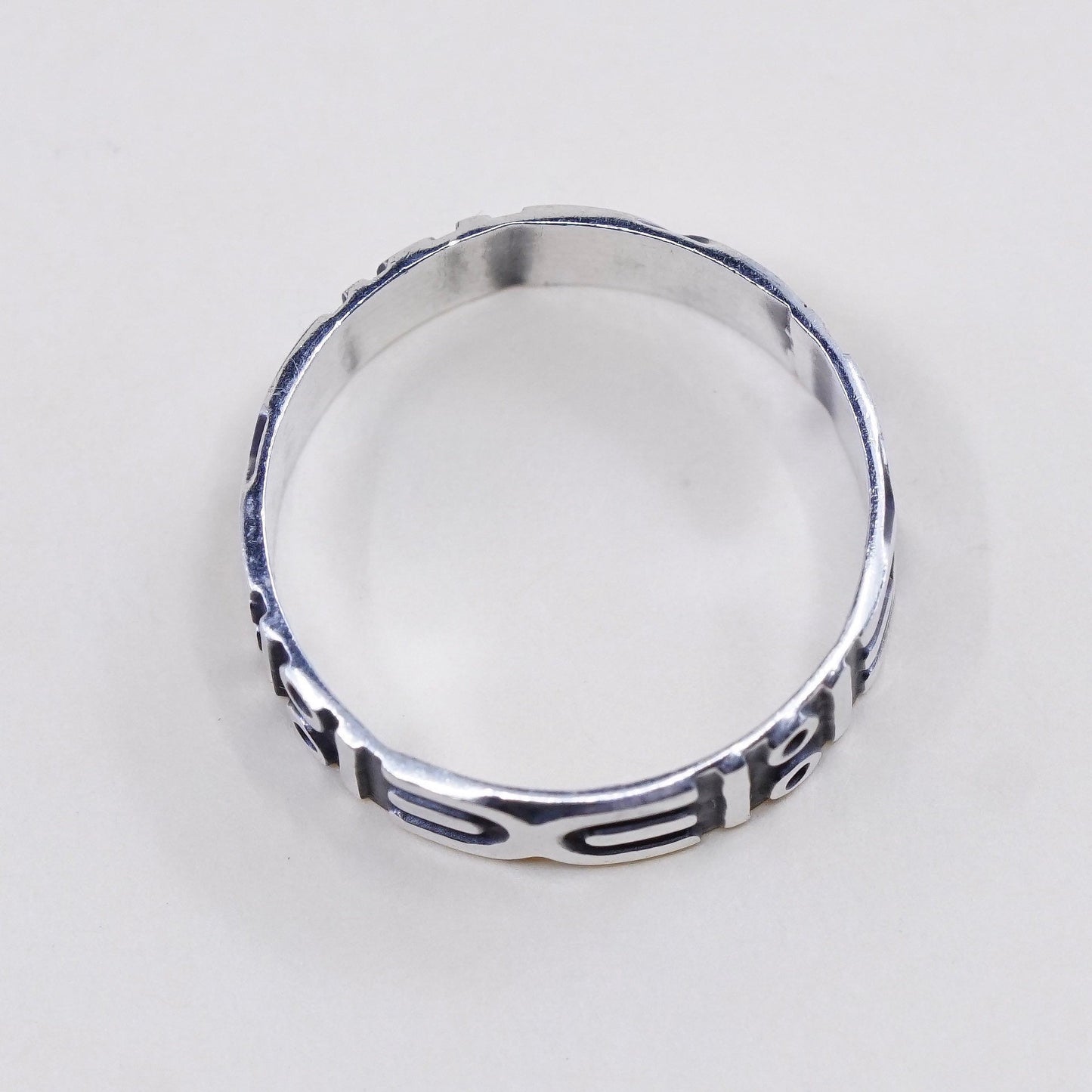 Size 5.25, vtg sterling silver handmade ring, 925 southwestern stackable band