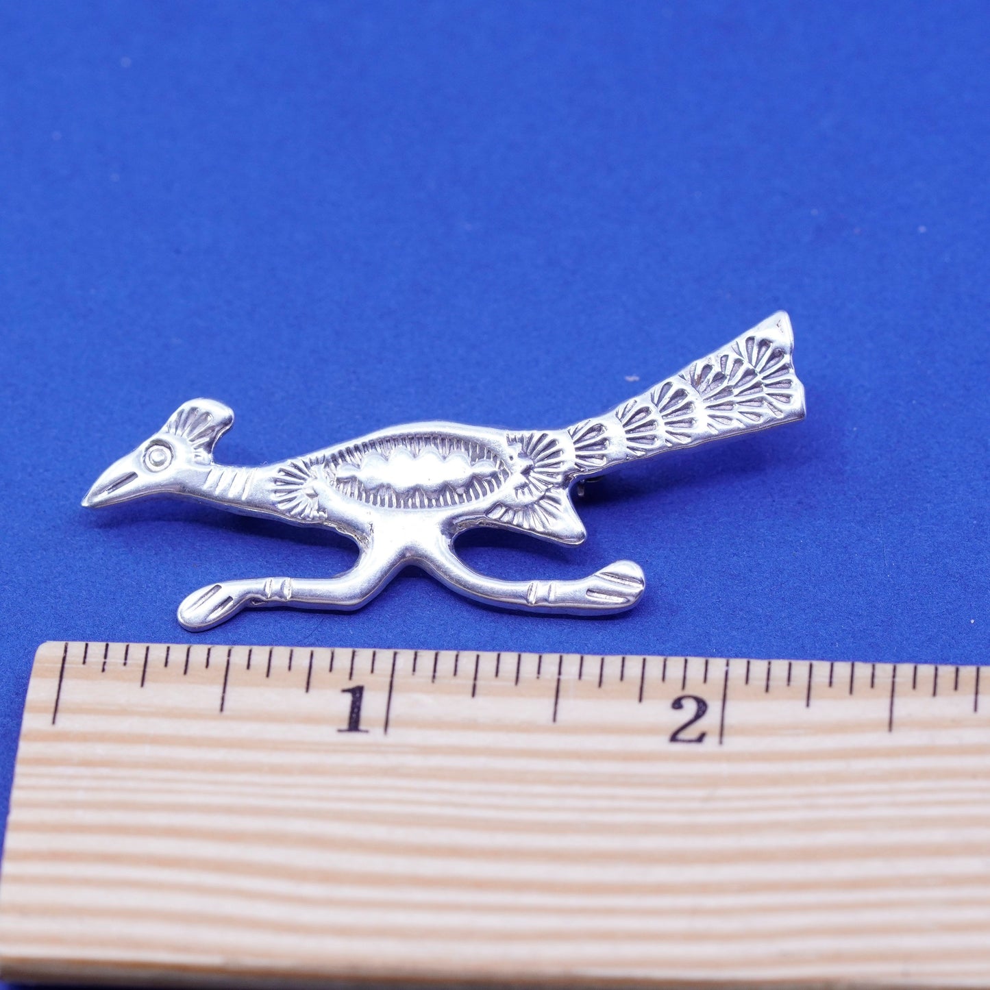 Native American sterling silver brooch, 925 running thunder bird pendant pin