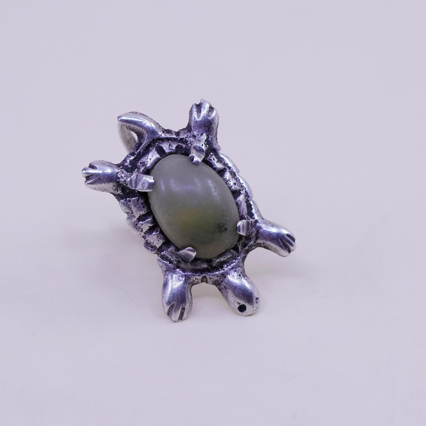 Vintage Sterling 925 silver handmade screw back turtle earrings with jasper