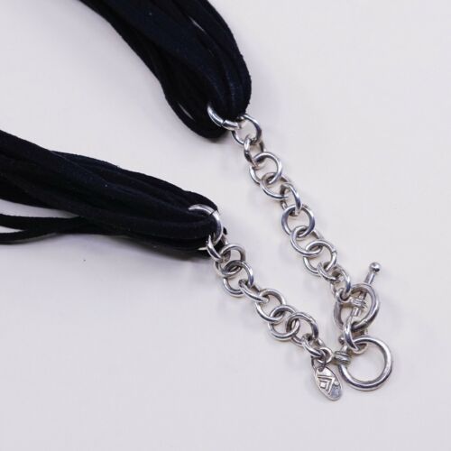 Silpada N1107 Sterling 925 Silver Pendant Black Leather Multi Strand Necklace