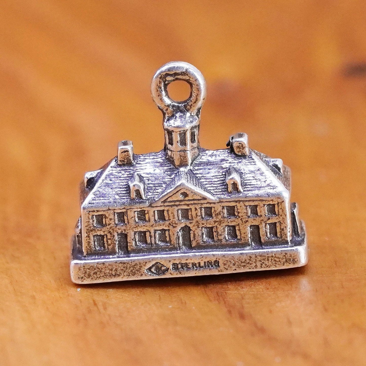 Vintage mayerson Sterling 925 silver handmade building house pendant charm