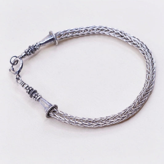 7”, 5mm, Vintage sterling silver handmade bracelet, 925 wheat chain