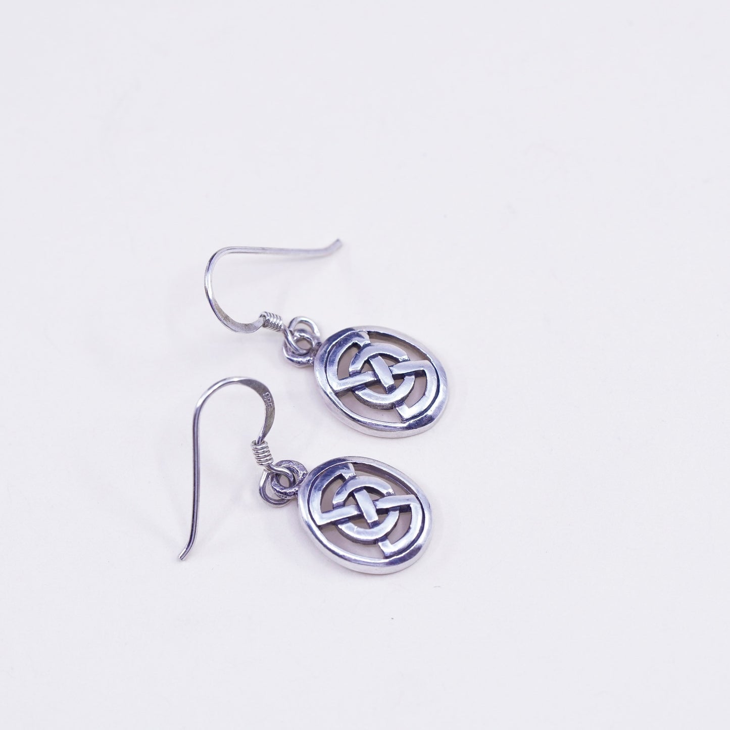 Vintage Irish Sterling silver handmade earrings, 925 Celtic knot dangles