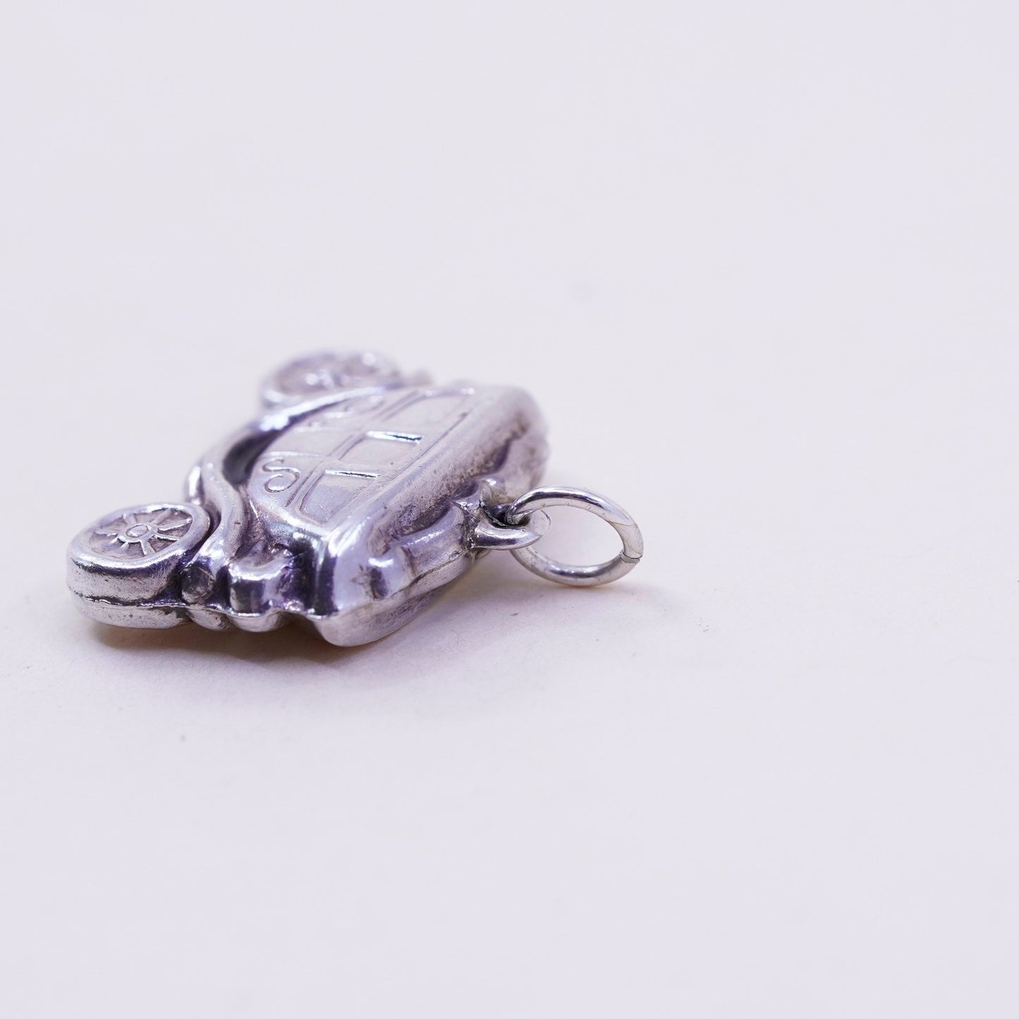 Vintage sterling silver handmade pendant, 925 coach cart charm