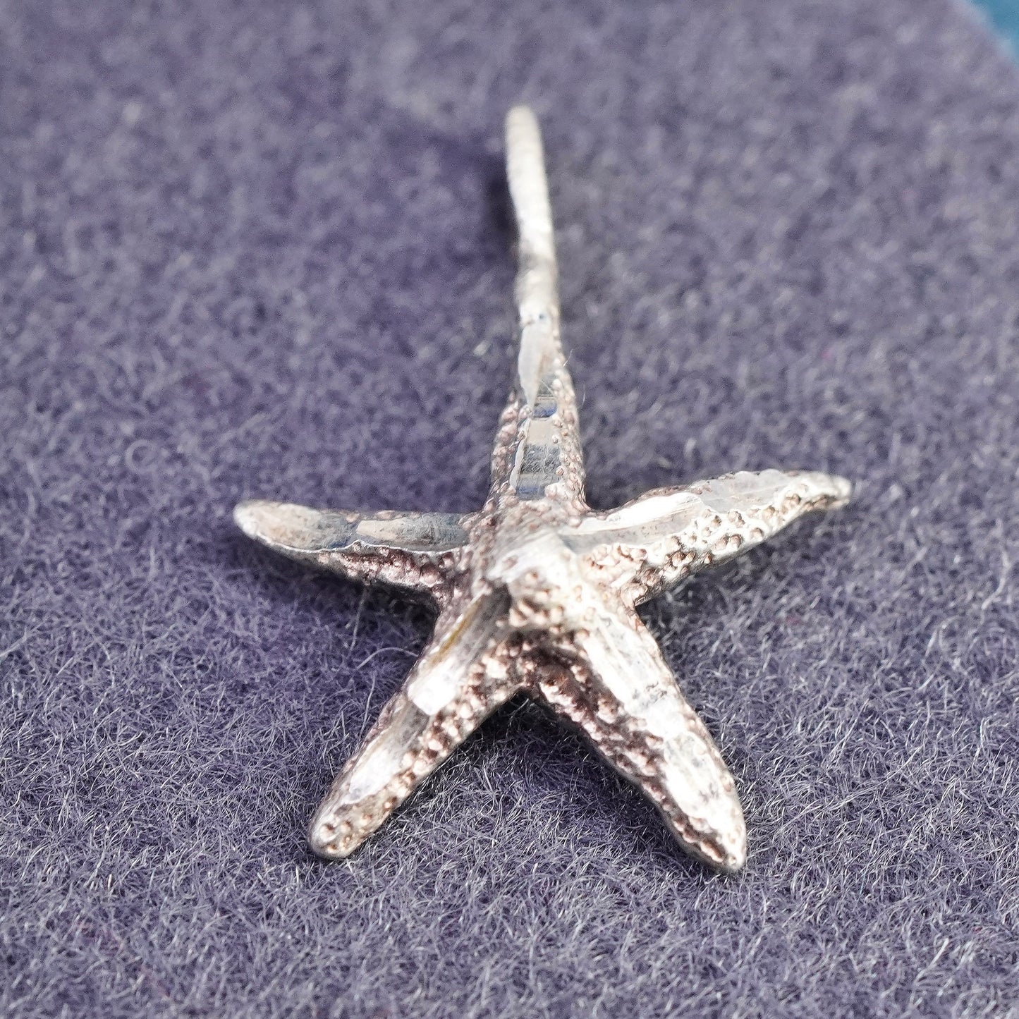 Vintage Sterling silver handmade pendant, 925 star starfish tag charm