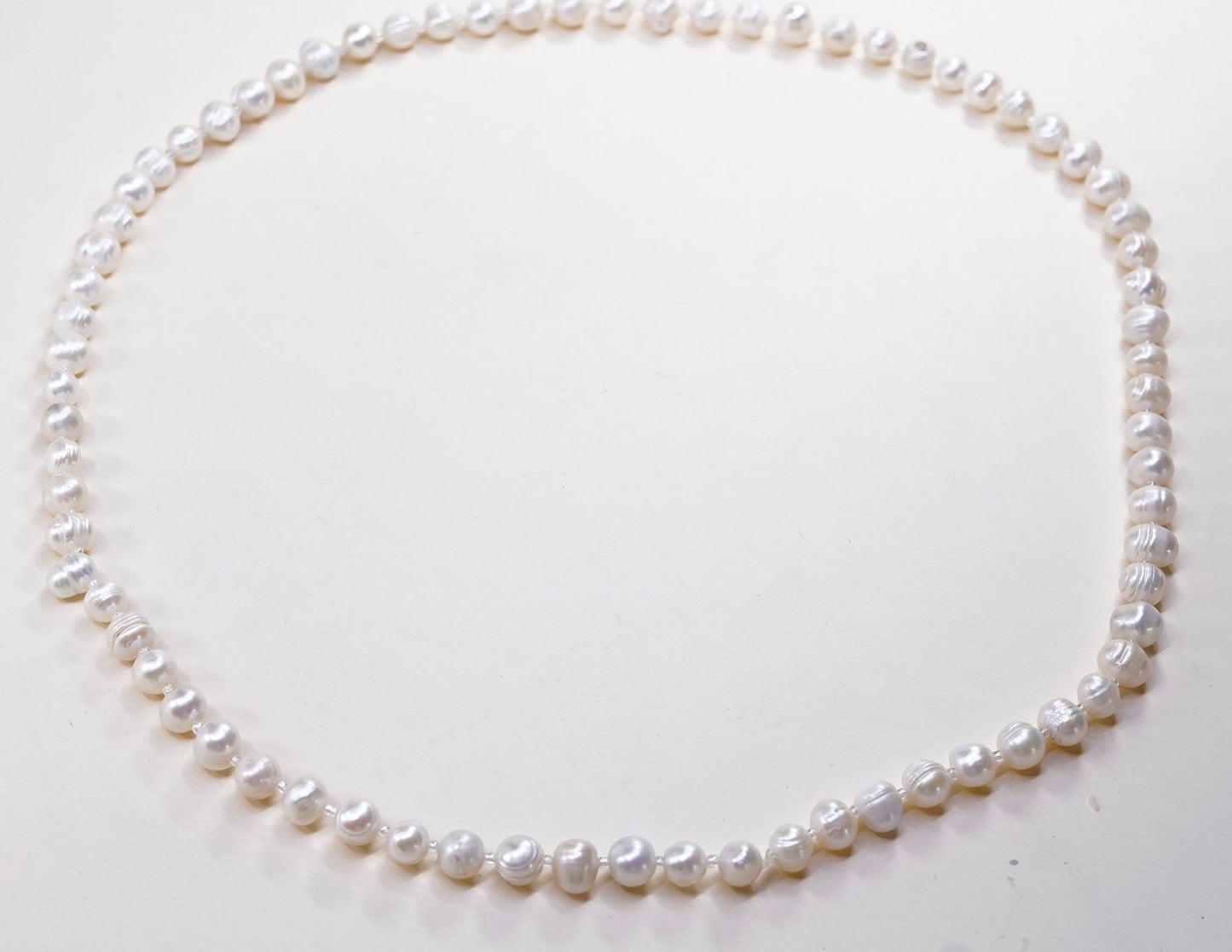 30”, vtg white freshwater pearl beads necklace chain without clasp