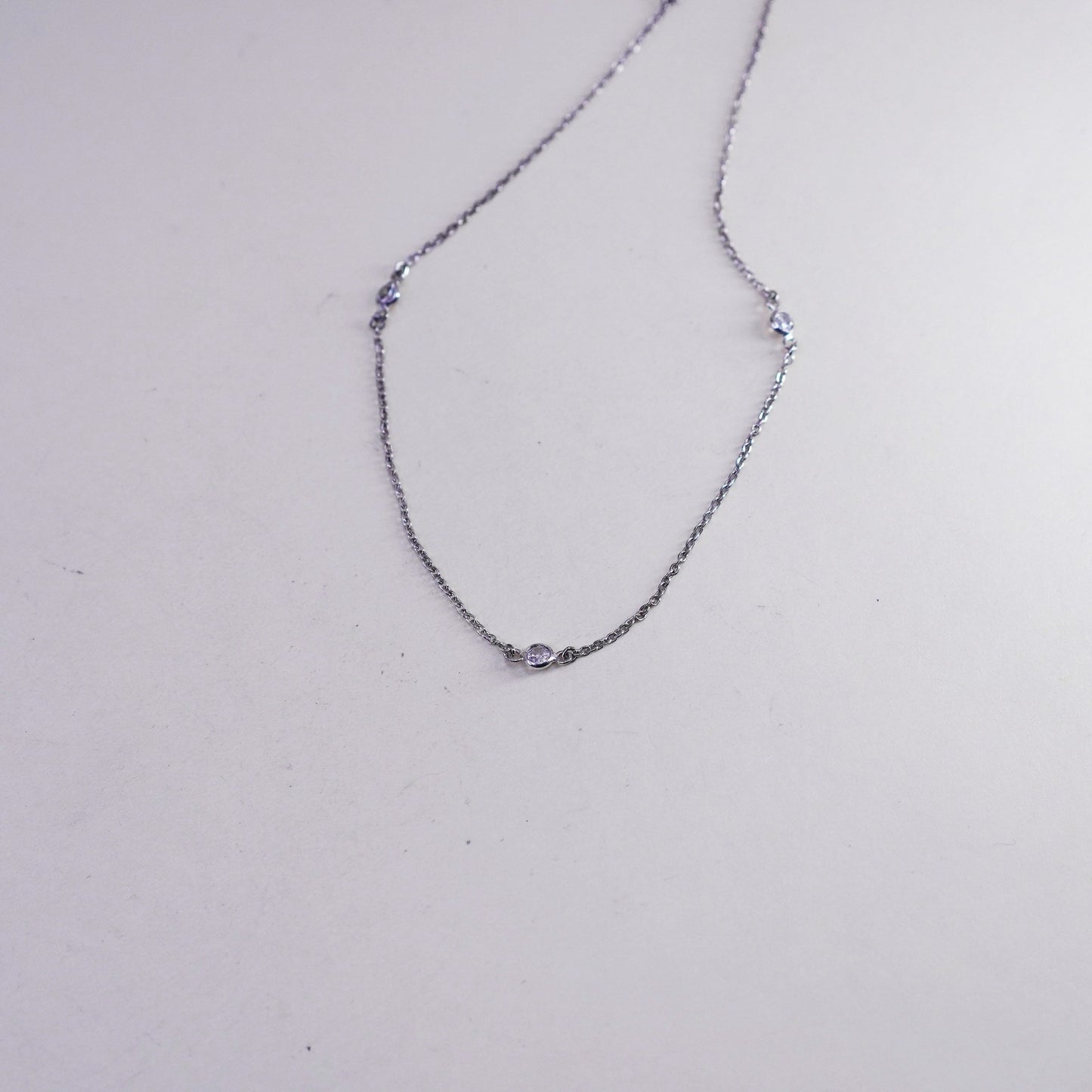 26”, vtg Stella and dot sterling 925 silver circle chain cz details, necklace