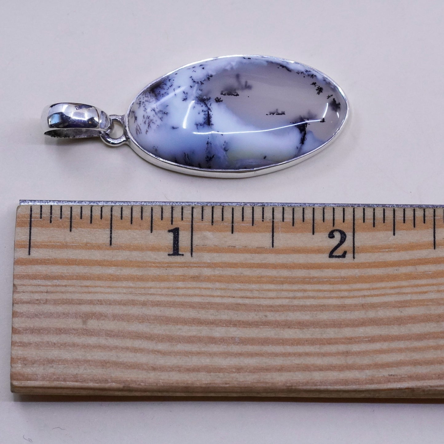 Vintage Sterling silver handmade pendant, 925 oval with rutilated quartz